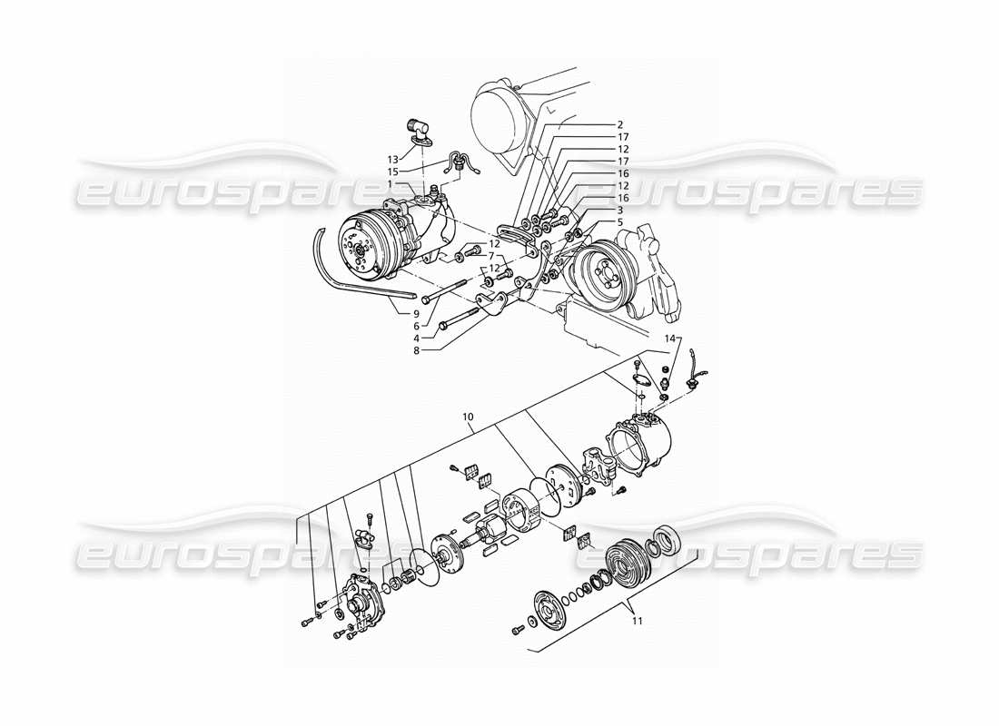 a part diagram from the maserati ghibli (1993-1995) parts catalogue