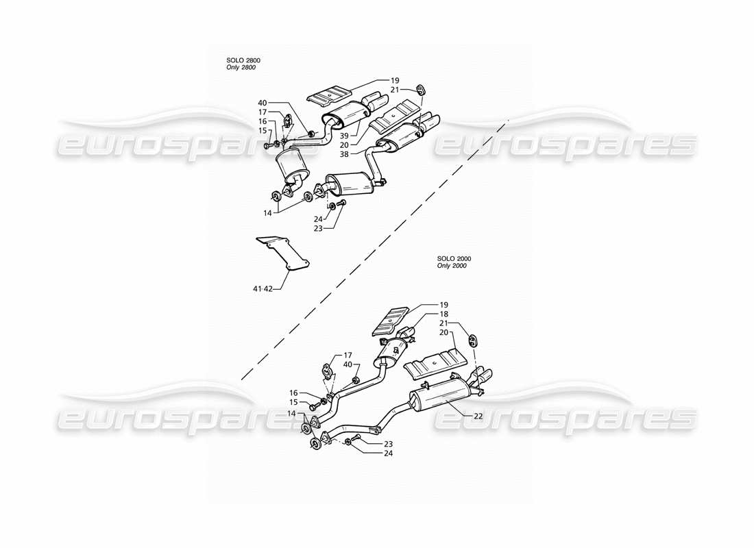 a part diagram from the maserati ghibli (1993-1995) parts catalogue