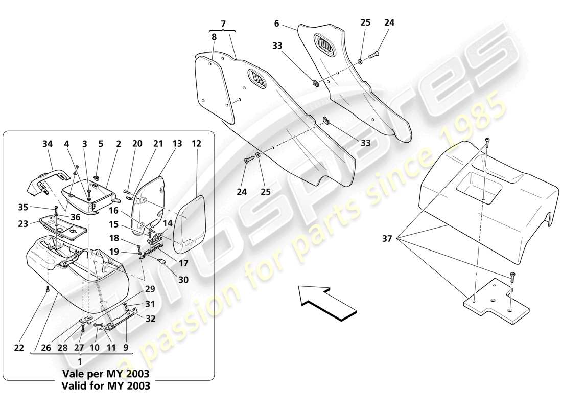 a part diagram from the maserati trofeo parts catalogue