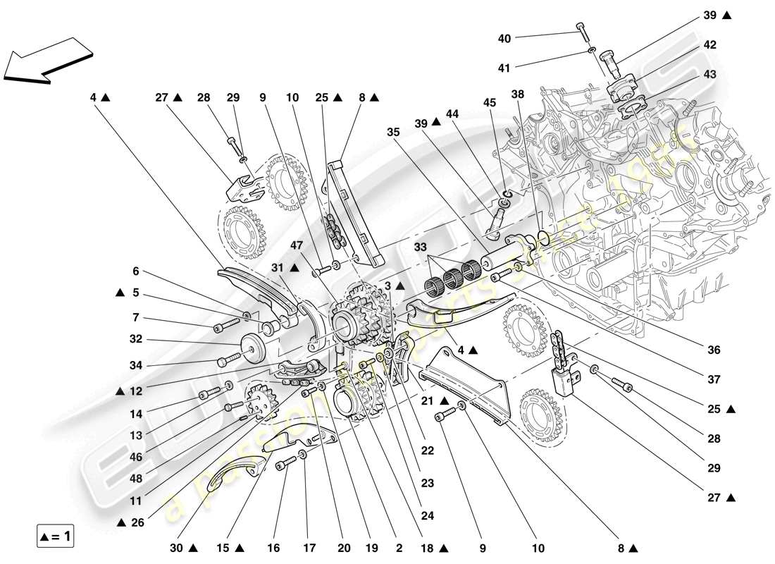 a part diagram from the ferrari f430 scuderia (rhd) parts catalogue