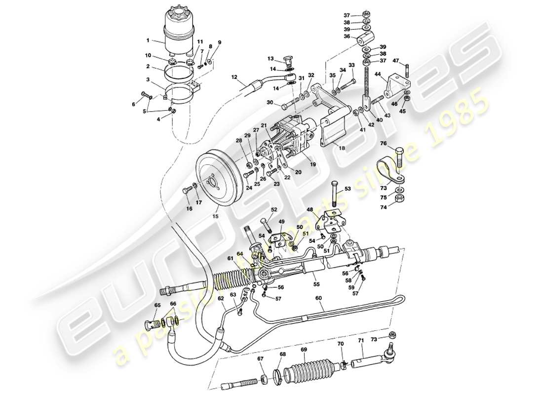 a part diagram from the aston martin v8 volante parts catalogue