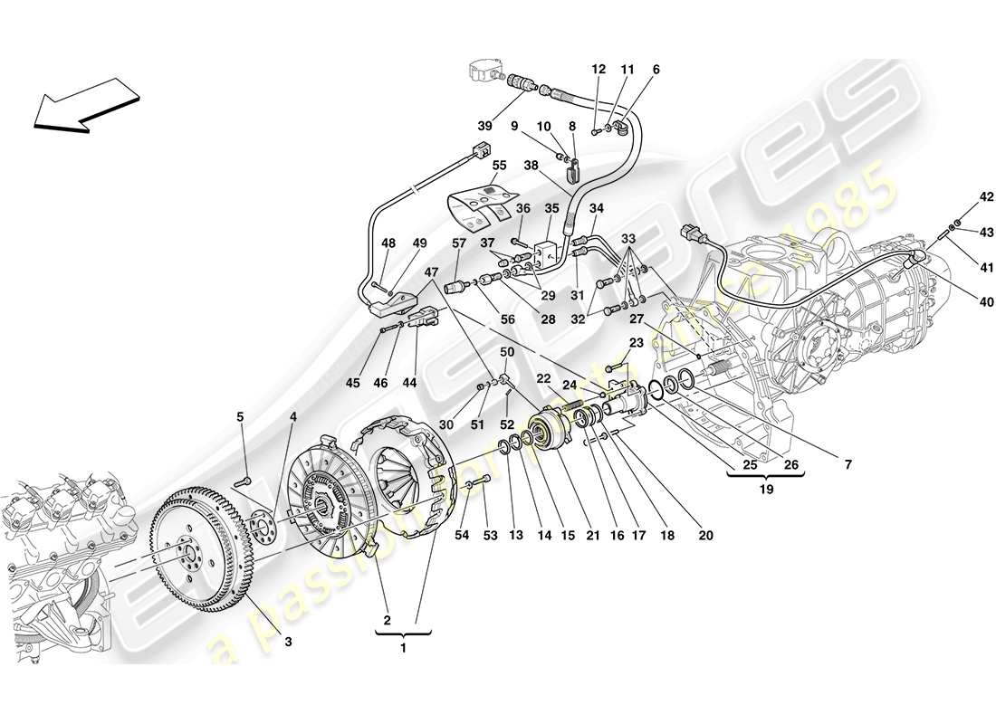 a part diagram from the ferrari f430 coupe (rhd) parts catalogue