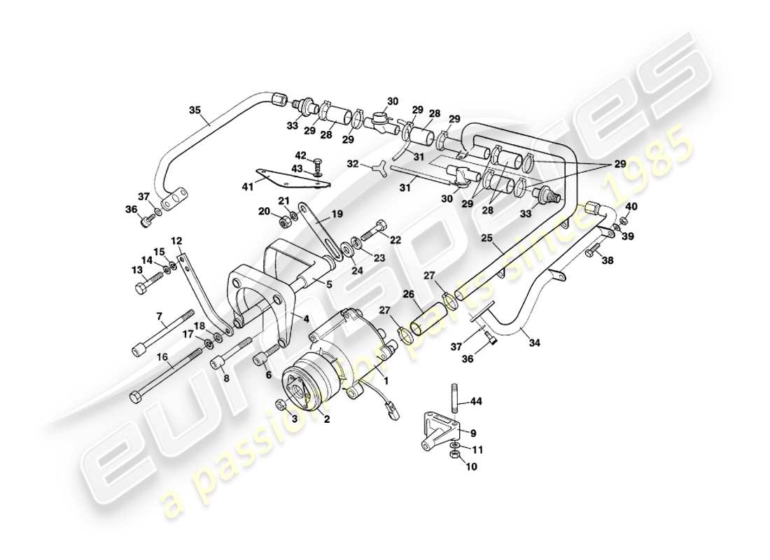 a part diagram from the aston martin v8 coupe parts catalogue