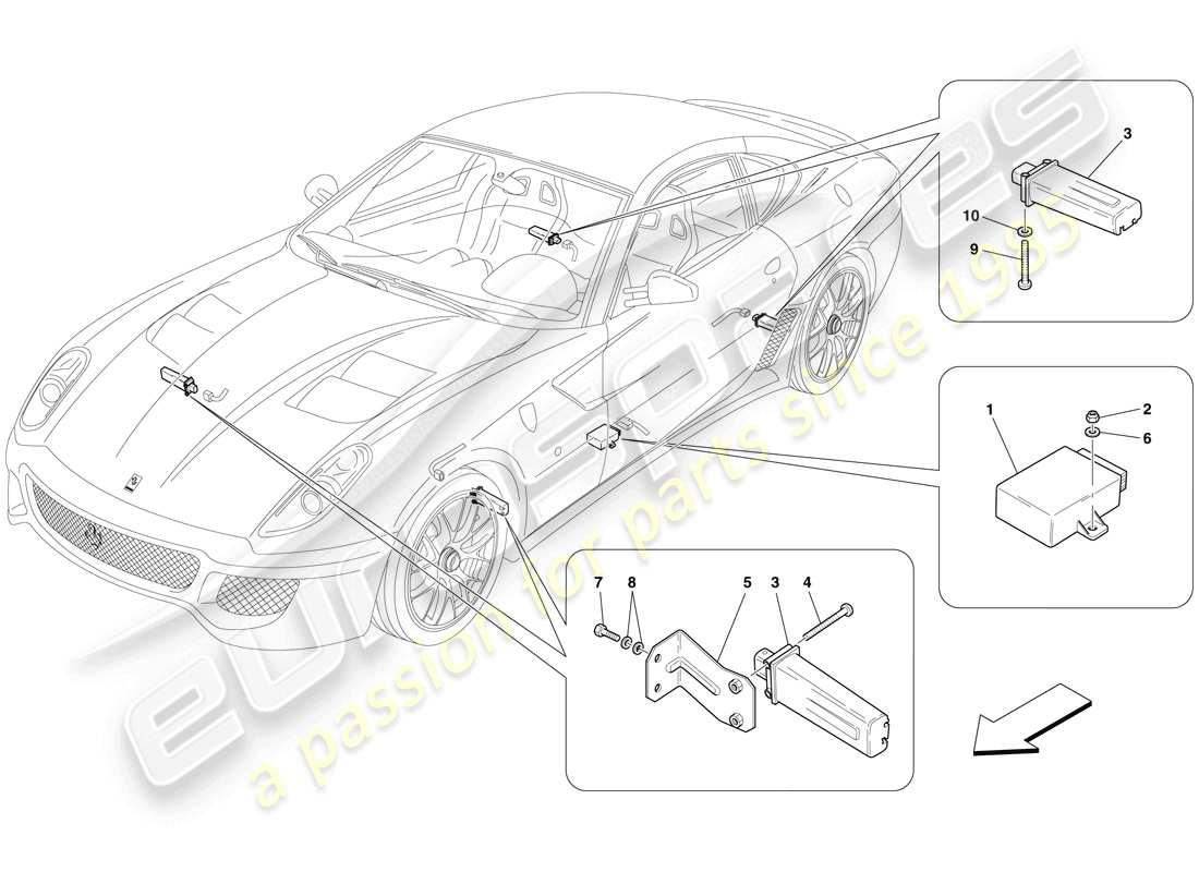 a part diagram from the ferrari 599 gto (rhd) parts catalogue