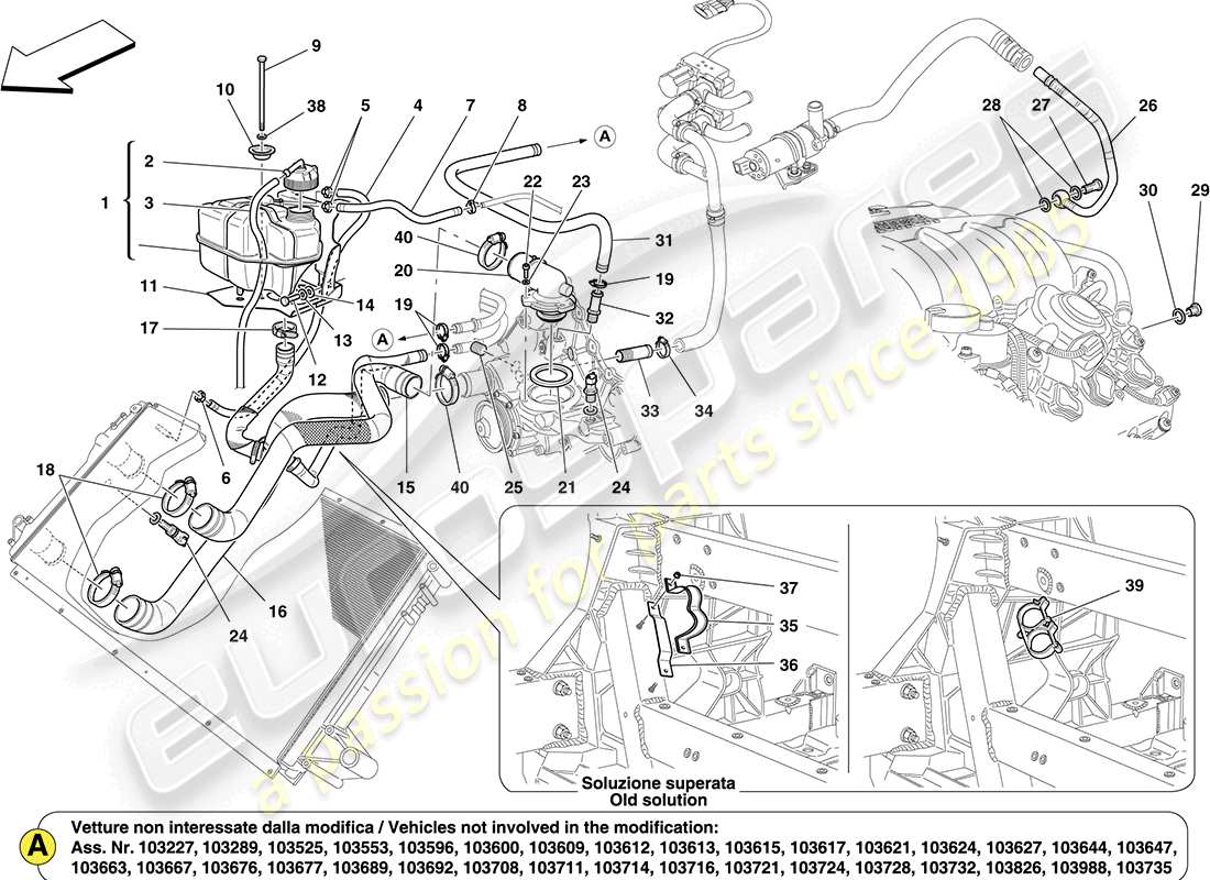a part diagram from the ferrari california parts catalogue