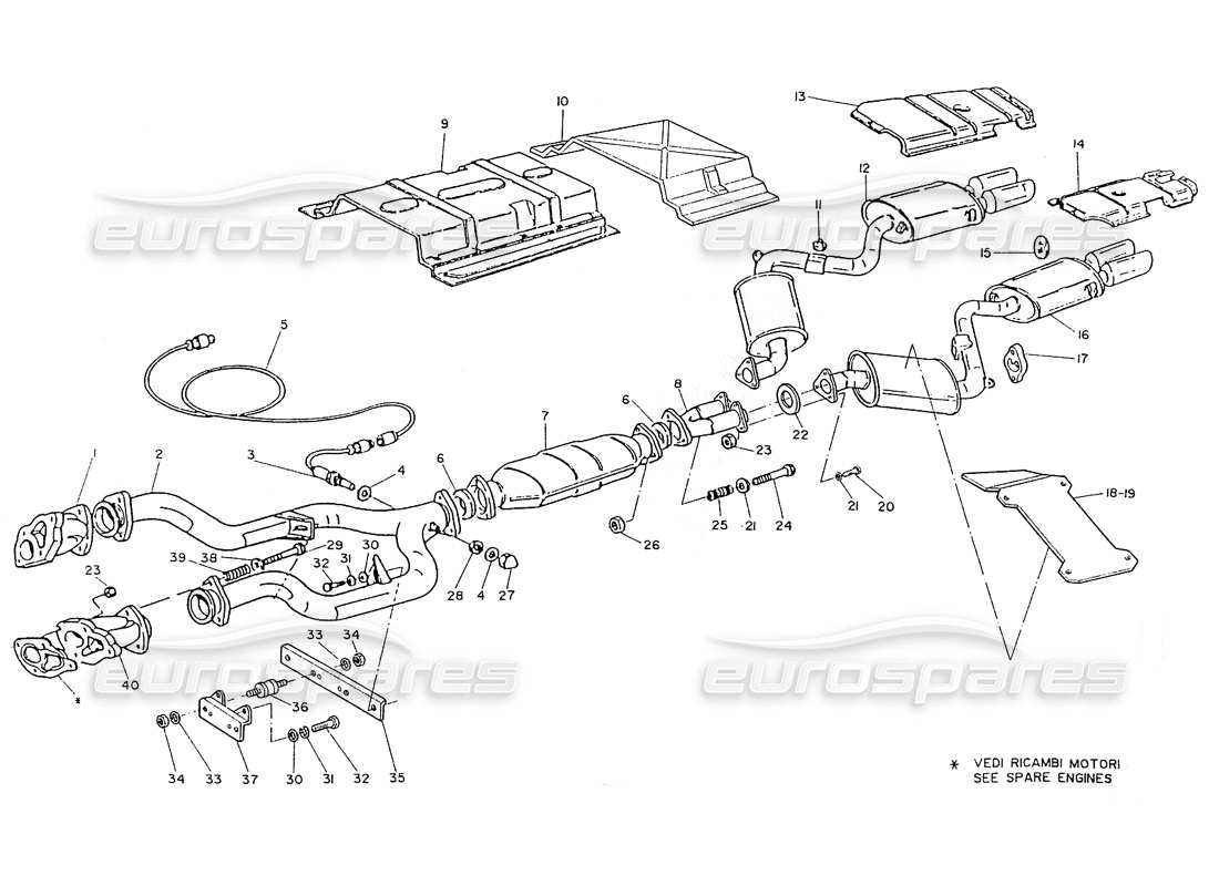 a part diagram from the maserati ghibli (1993-1995) parts catalogue