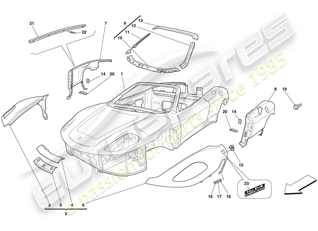a part diagram from the Ferrari F430 Scuderia (RHD) parts catalogue