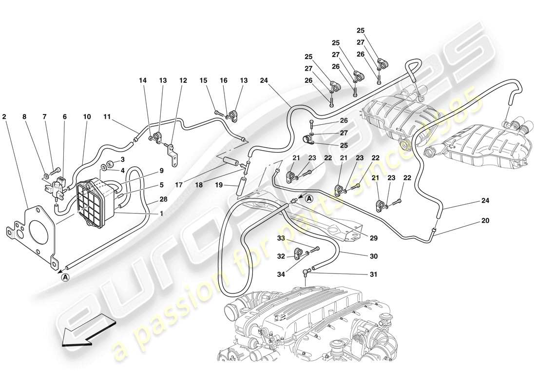 a part diagram from the Ferrari 612 Sessanta (RHD) parts catalogue