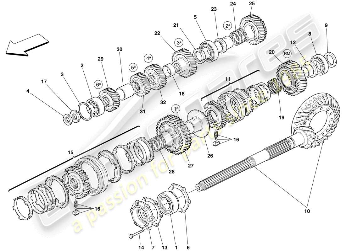 a part diagram from the ferrari 599 sa aperta (usa) parts catalogue