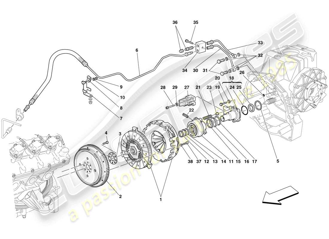 a part diagram from the ferrari f430 spider (rhd) parts catalogue