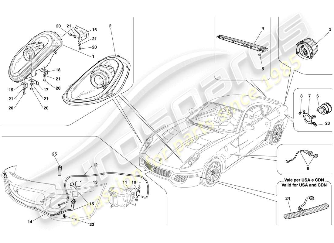 a part diagram from the ferrari 599 parts catalogue