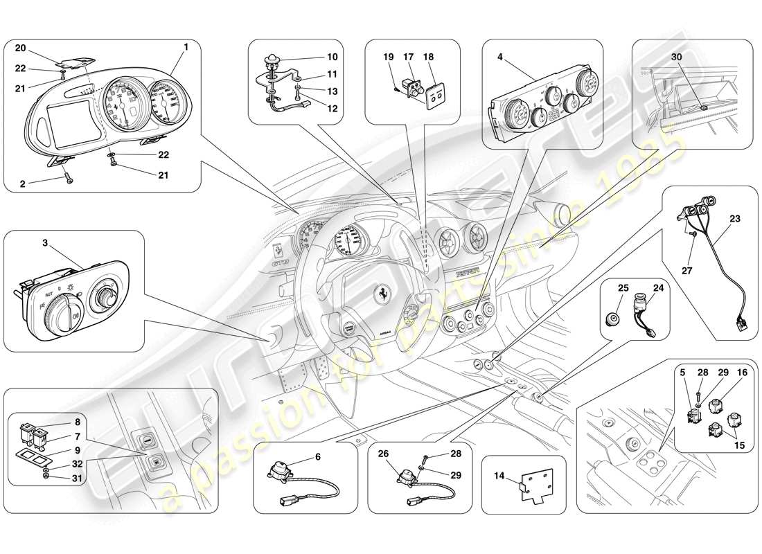a part diagram from the ferrari 599 gto (rhd) parts catalogue