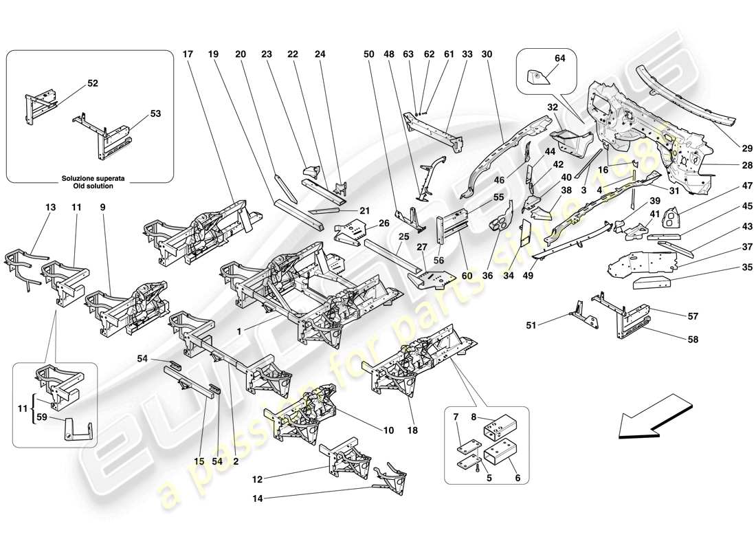 a part diagram from the ferrari 599 gto (rhd) parts catalogue