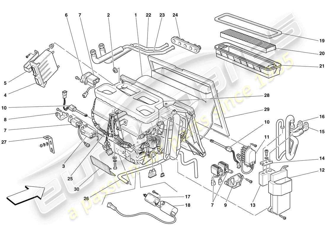 a part diagram from the ferrari f430 scuderia (usa) parts catalogue