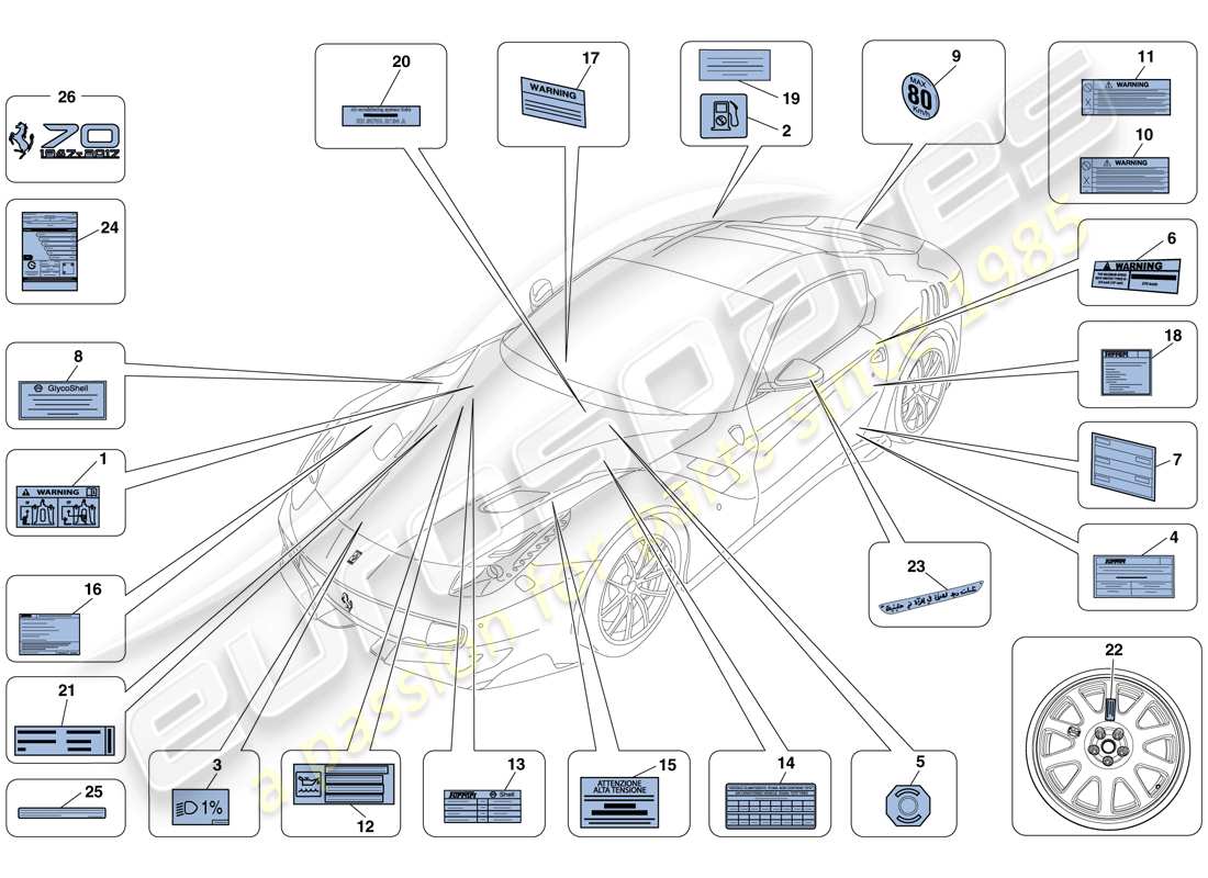 a part diagram from the Ferrari F12 TDF (Europe) parts catalogue