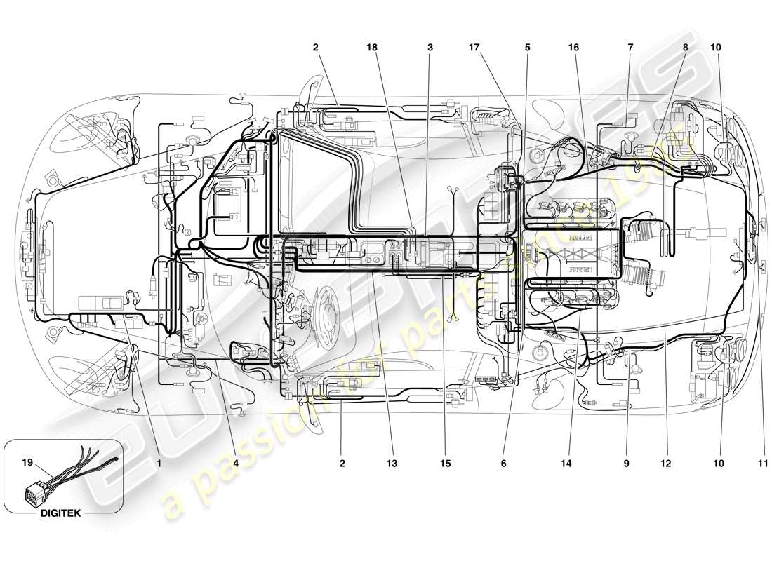 a part diagram from the ferrari f430 spider (rhd) parts catalogue