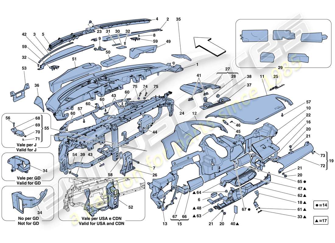 a part diagram from the ferrari 458 italia (europe) parts catalogue