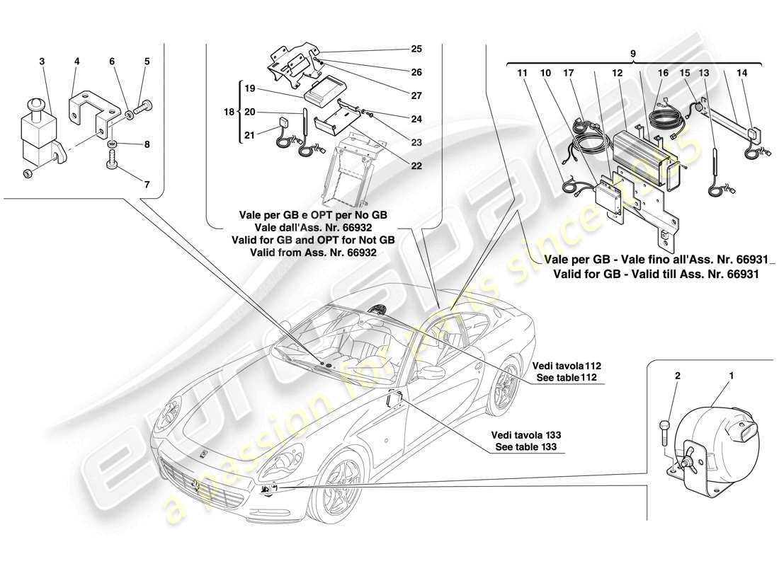 a part diagram from the ferrari 612 scaglietti (europe) parts catalogue