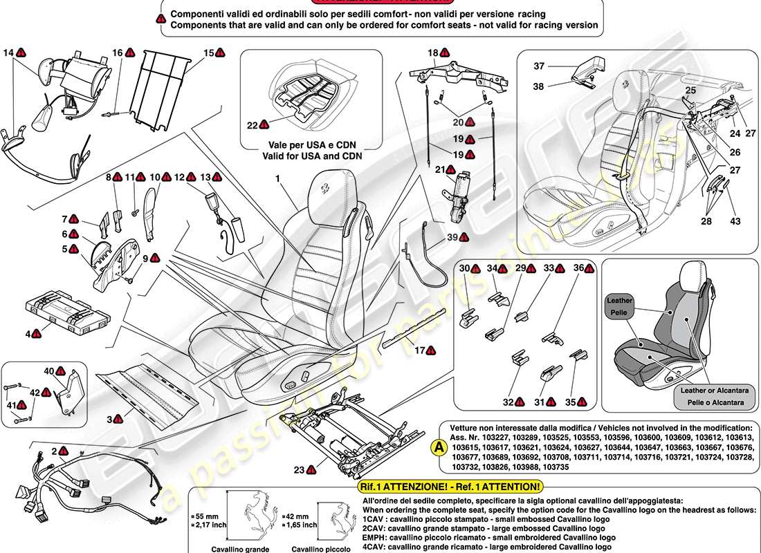 a part diagram from the ferrari california (usa) parts catalogue