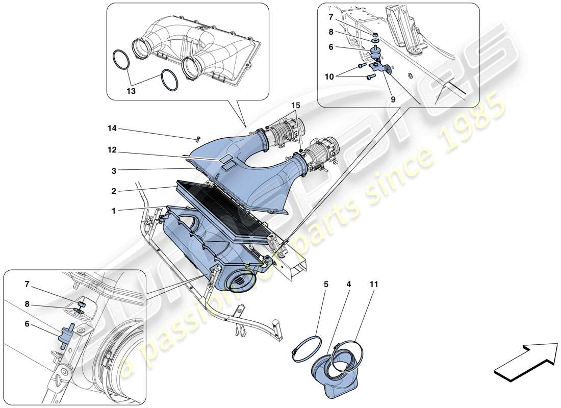 a part diagram from the ferrari 458 spider (rhd) parts catalogue