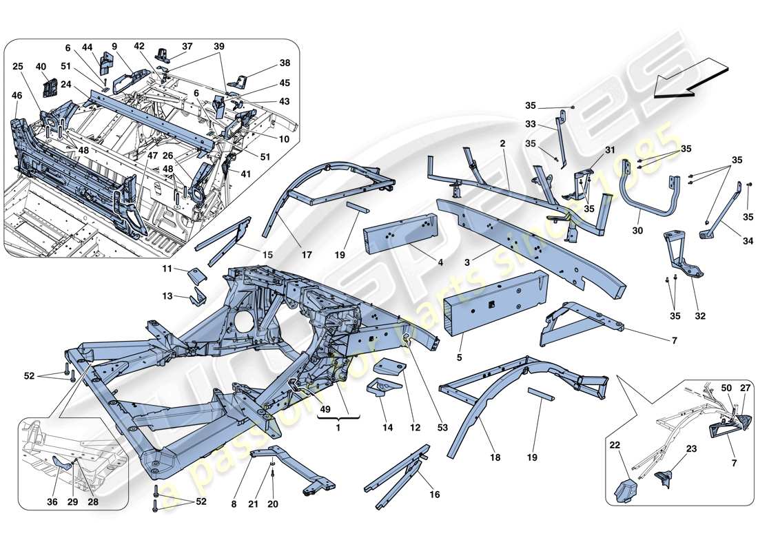 a part diagram from the ferrari 458 spider (rhd) parts catalogue