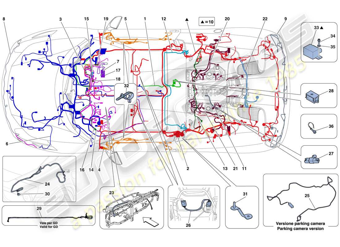 a part diagram from the Ferrari 458 Spider (USA) parts catalogue