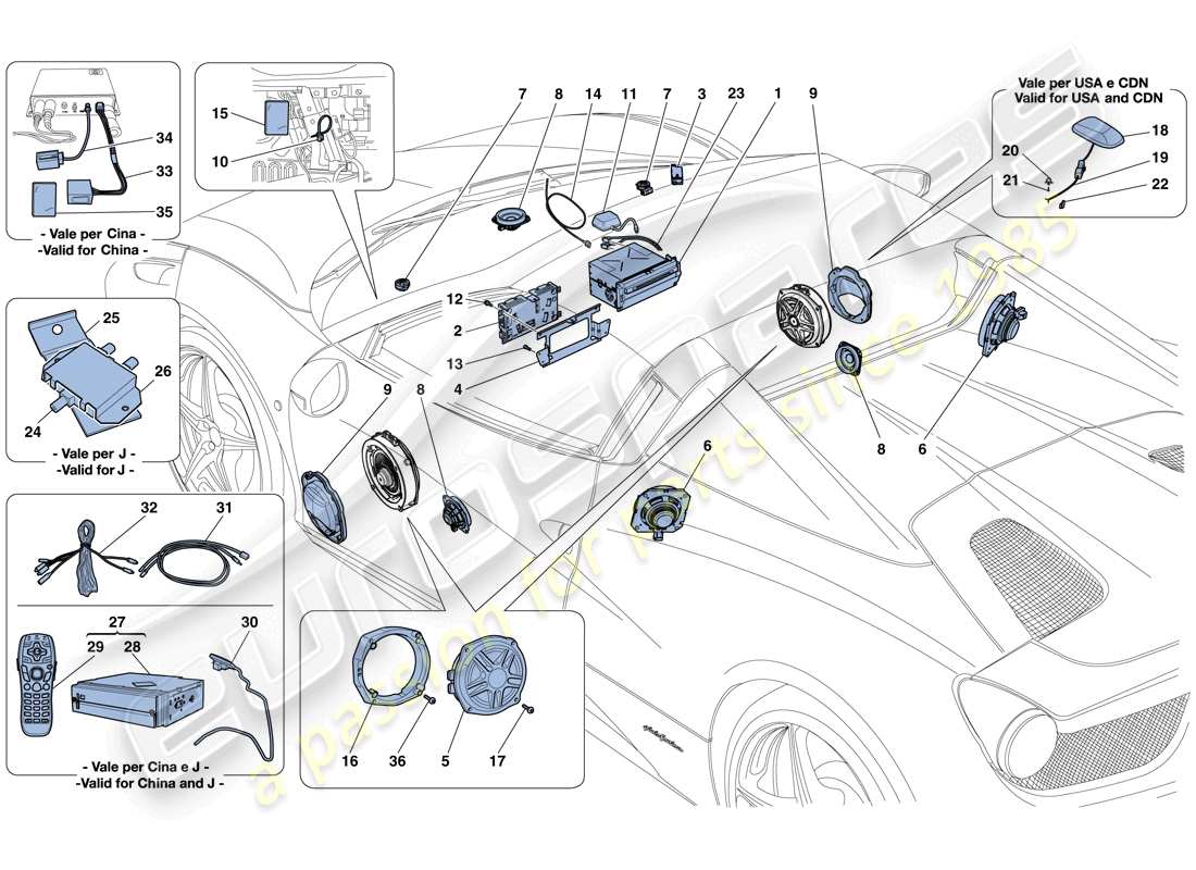a part diagram from the ferrari 458 spider (usa) parts catalogue