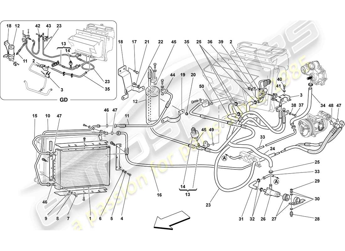 a part diagram from the Ferrari F430 Coupe (RHD) parts catalogue