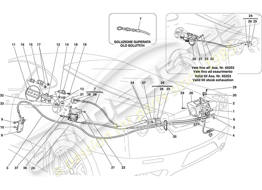 a part diagram from the ferrari f430 coupe (rhd) parts catalogue