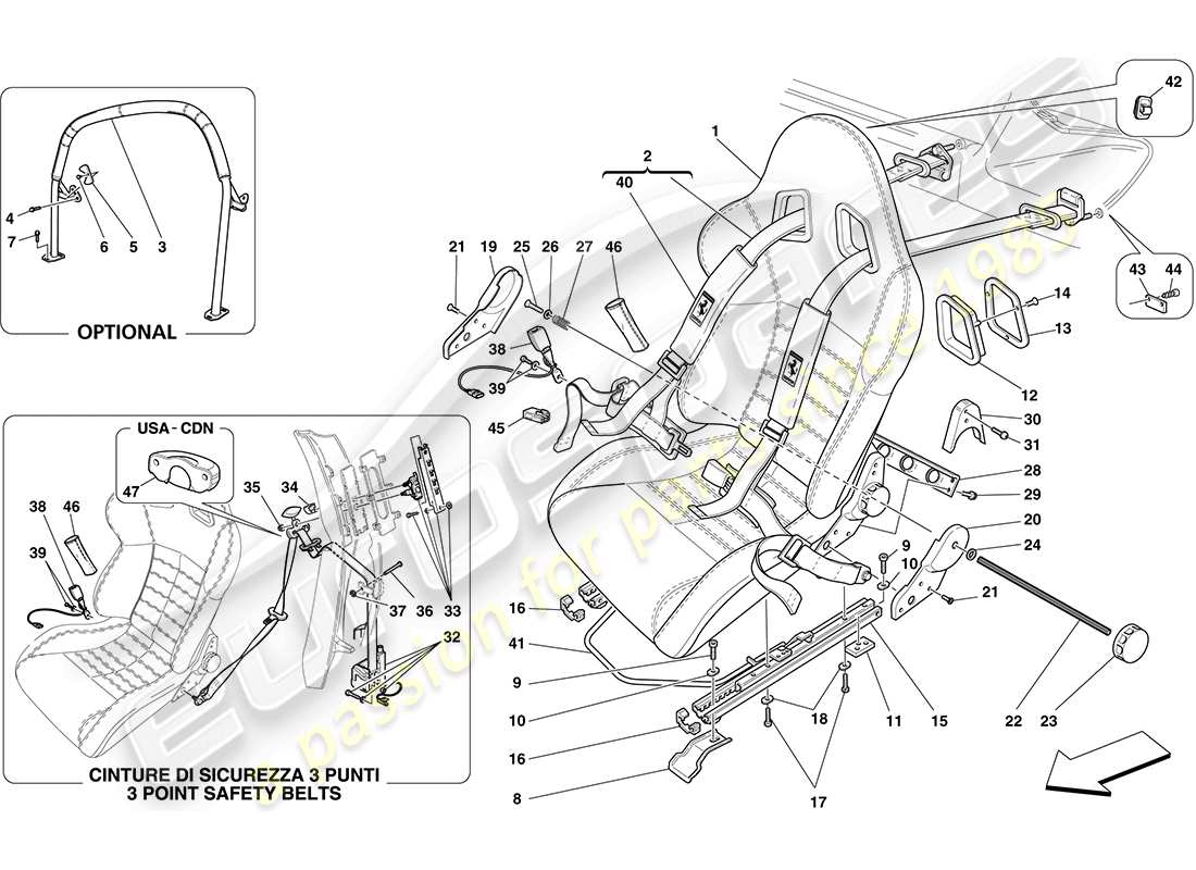 a part diagram from the Ferrari F430 Coupe (RHD) parts catalogue