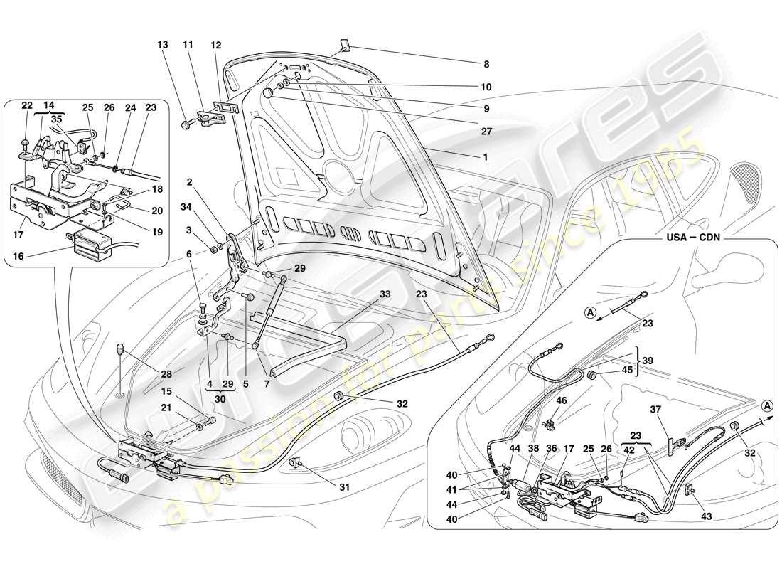 a part diagram from the ferrari f430 scuderia spider 16m (europe) parts catalogue