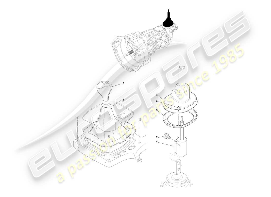aston martin db7 vantage (2002) manual gearbox & gear selector assy part diagram