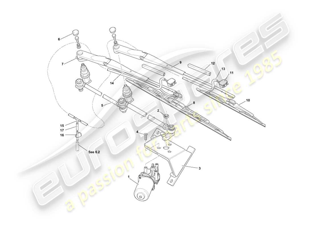 aston martin db7 vantage (2002) windscreen wipers part diagram