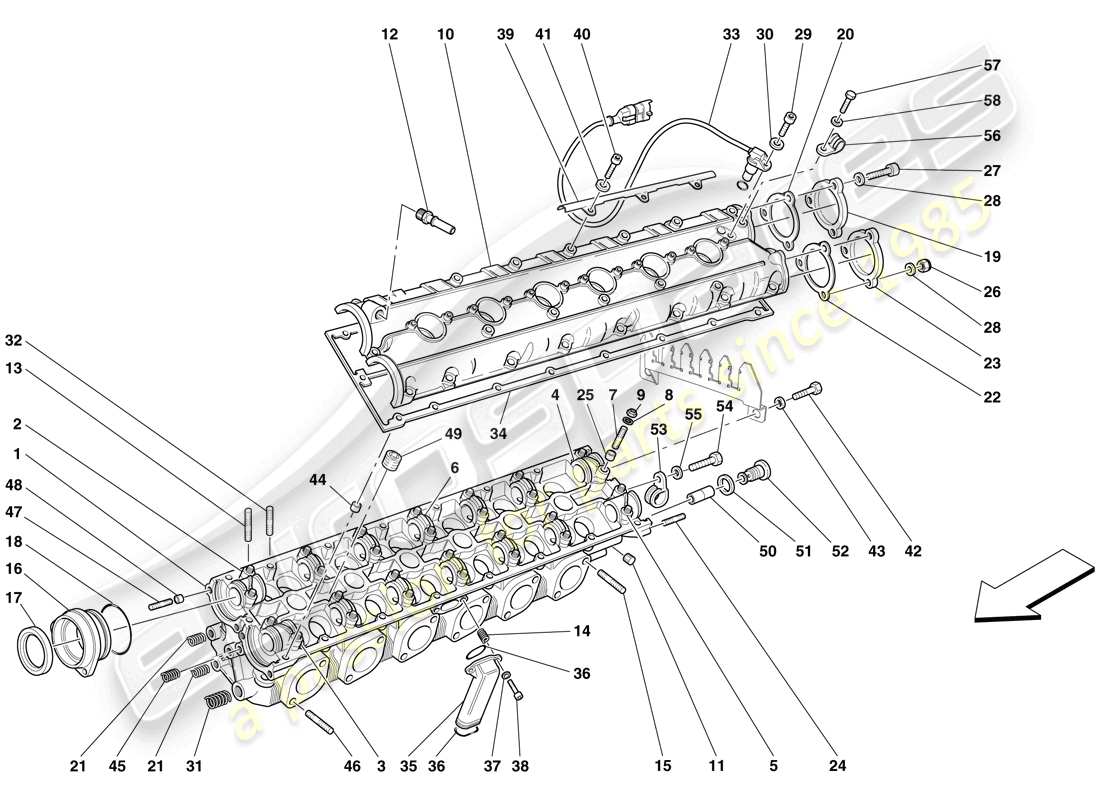 ferrari 612 sessanta (usa) left hand cylinder head parts diagram