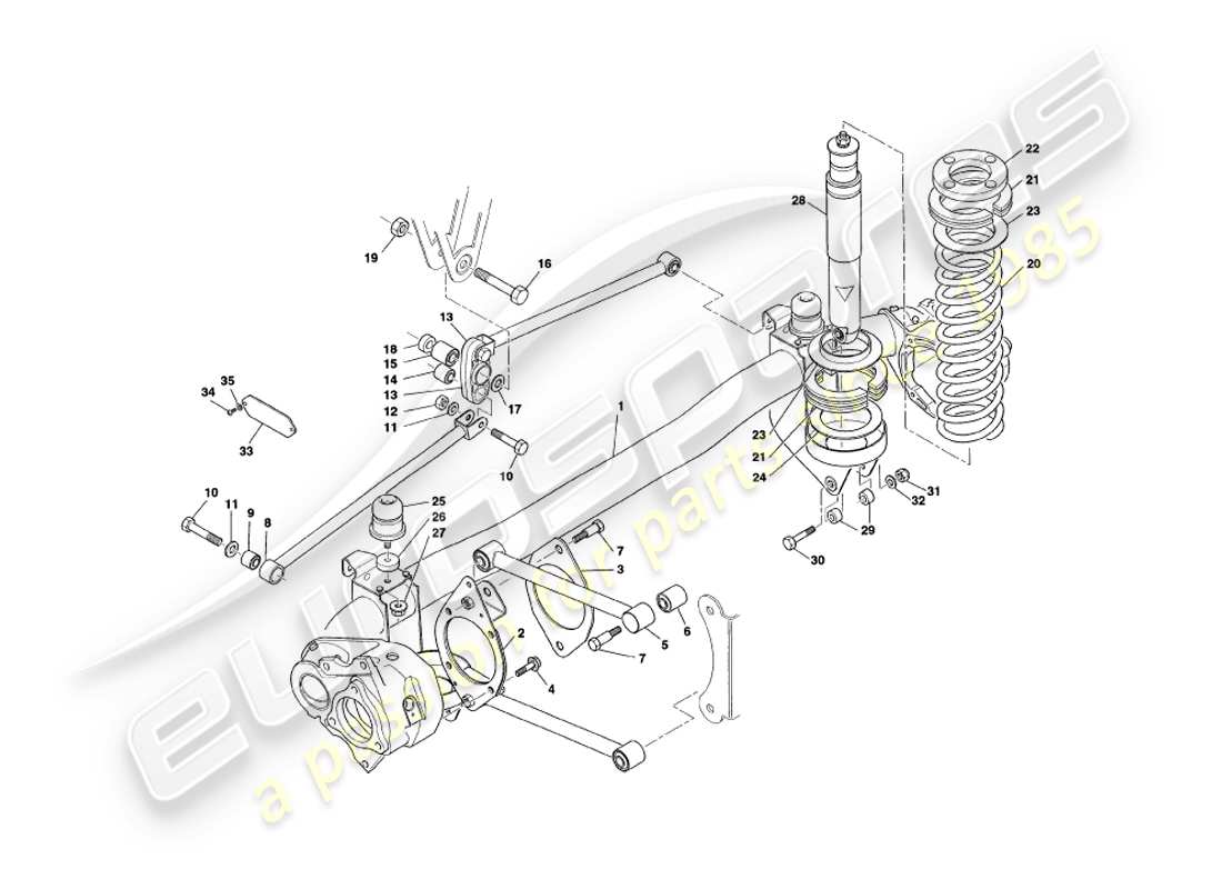 aston martin v8 coupe (2000) rear suspension part diagram