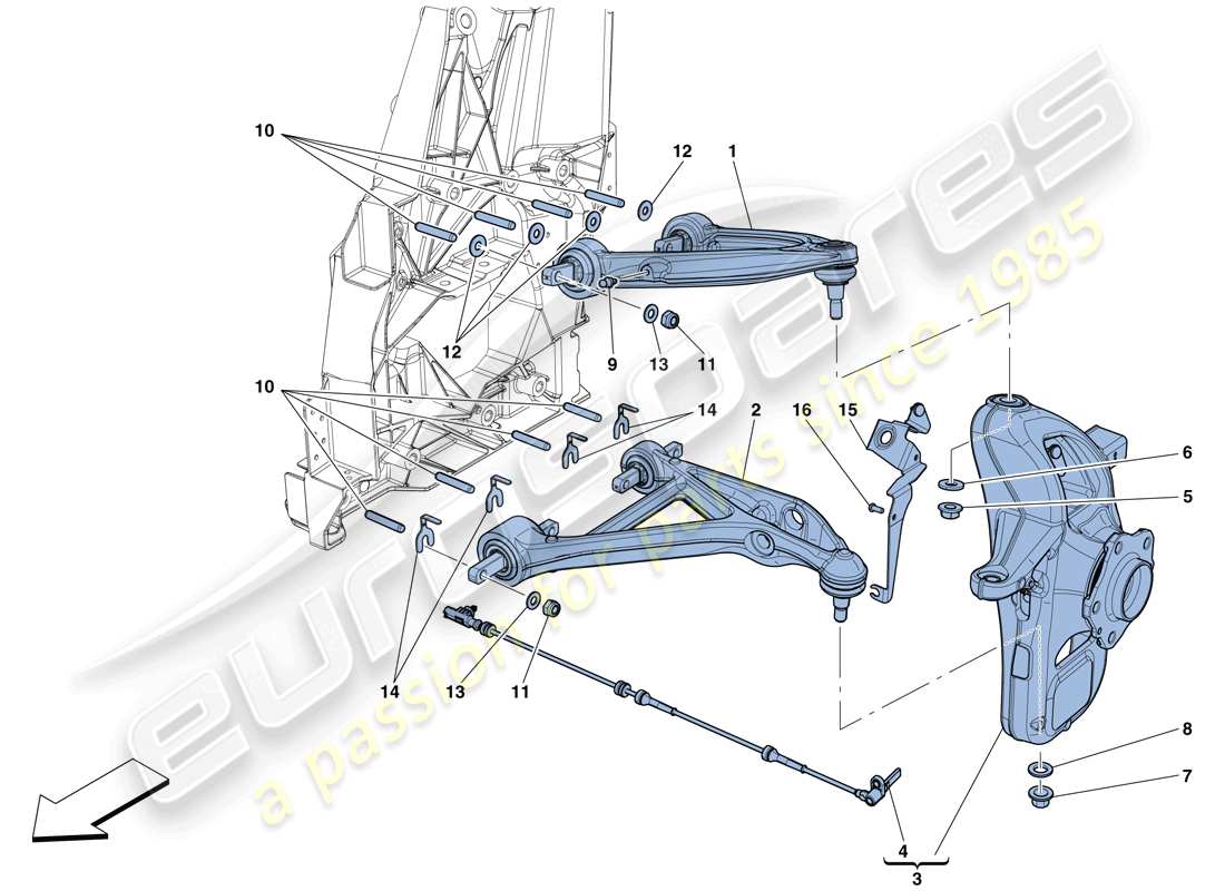 ferrari gtc4 lusso (rhd) front suspension - arms part diagram