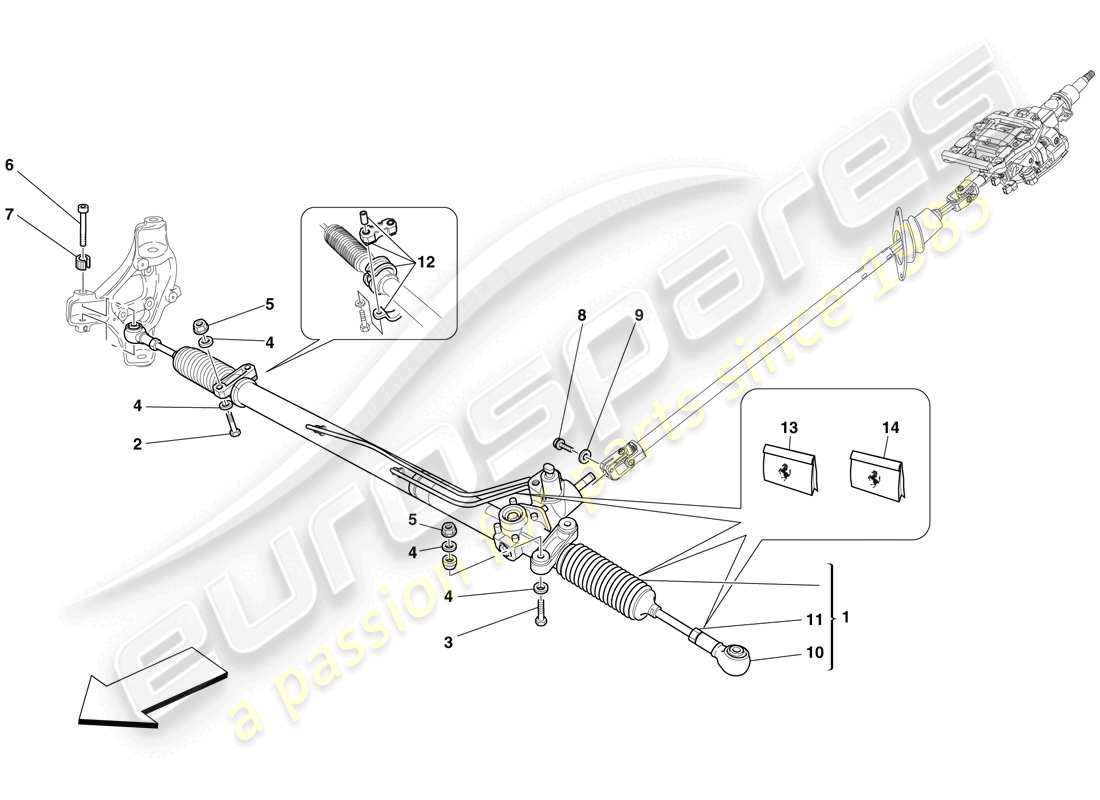ferrari 599 gtb fiorano (usa) hydraulic power steering box parts diagram