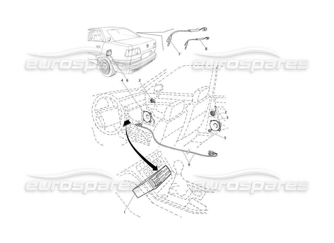 a part diagram from the maserati quattroporte (1996-2001) parts catalogue