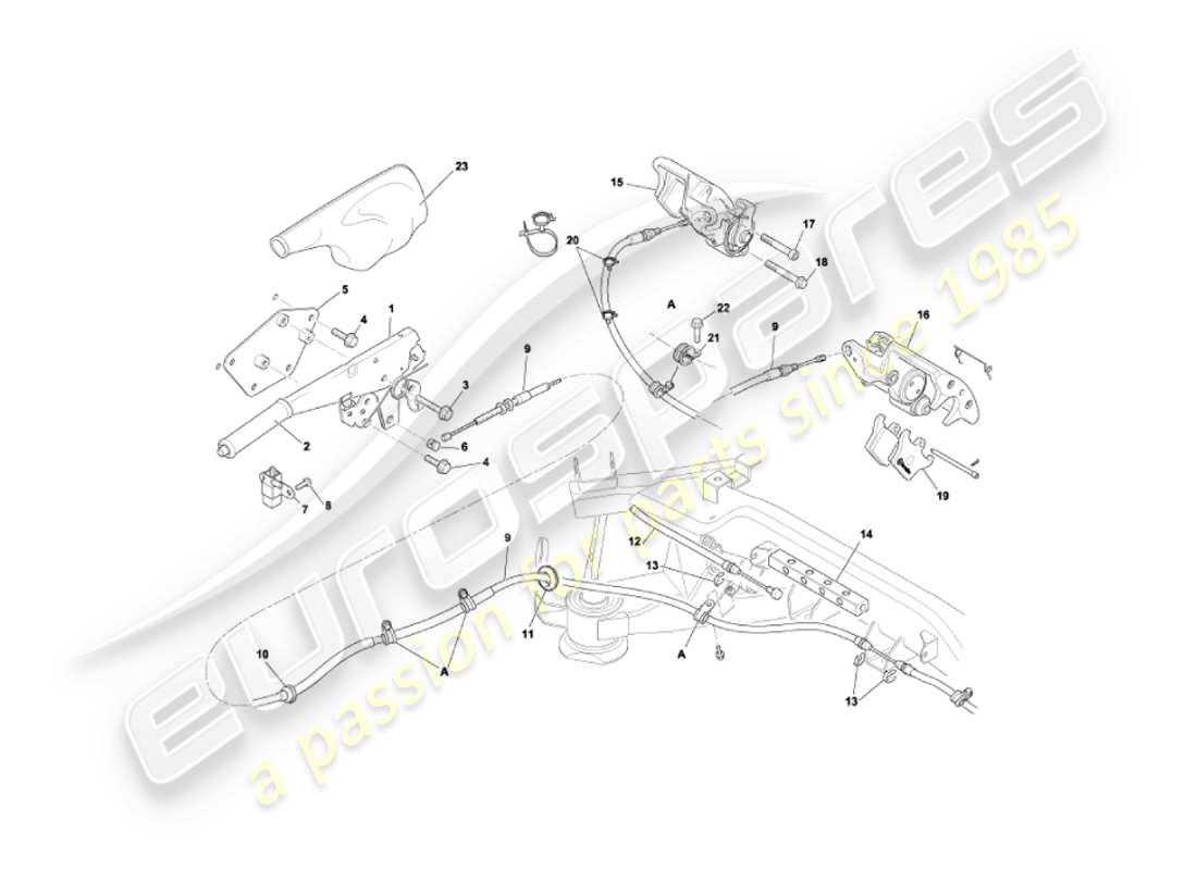 aston martin vanquish (2003) handbrake parts diagram