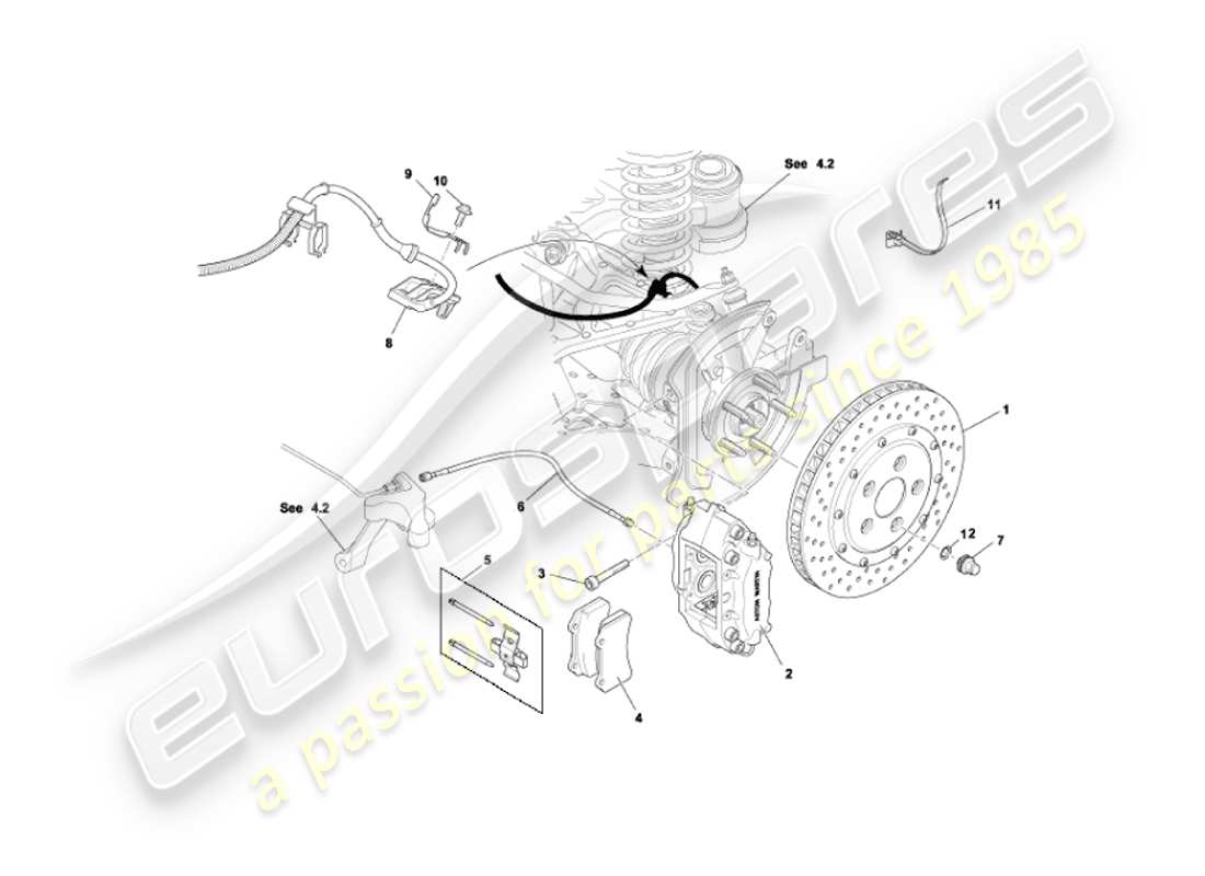 aston martin vanquish (2003) rear brakes parts diagram