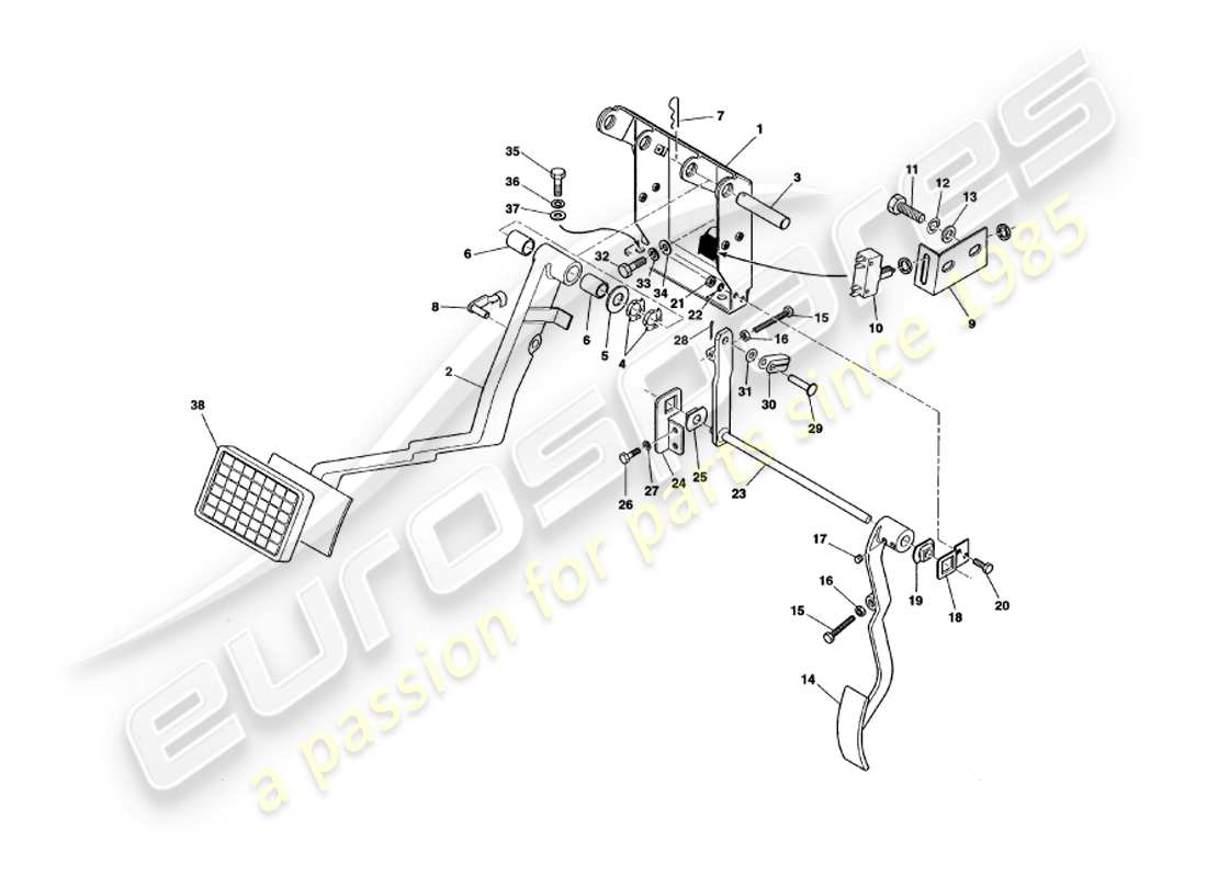 aston martin v8 volante (1997) pedal gear parts diagram