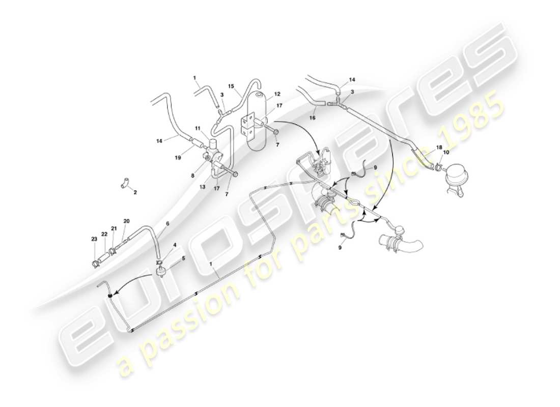 aston martin vanquish (2004) exhaust by-pass system part diagram