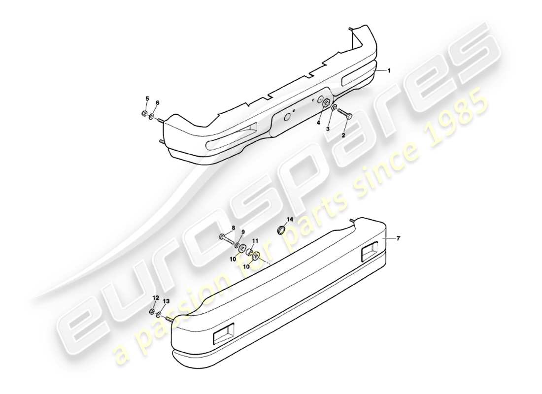 aston martin v8 volante (1997) bumpers parts diagram
