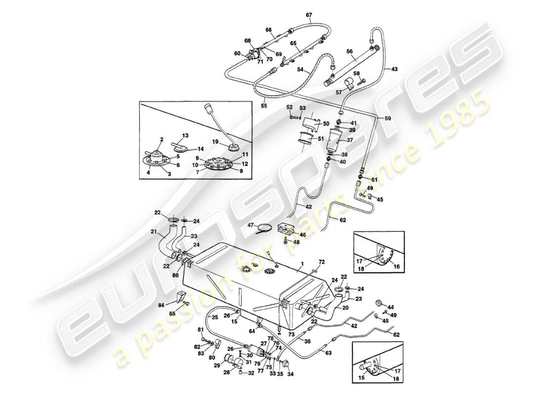 aston martin v8 volante (1998) fuel system part diagram