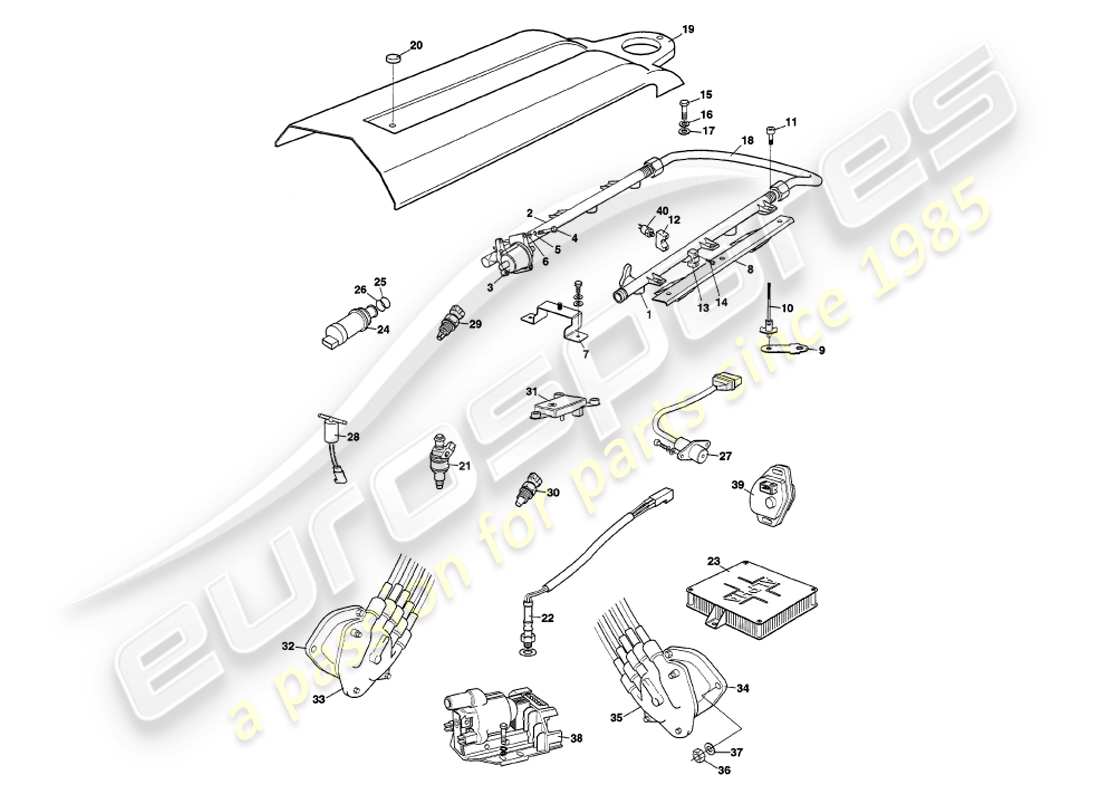 aston martin v8 volante (1998) electronic fuel injection part diagram