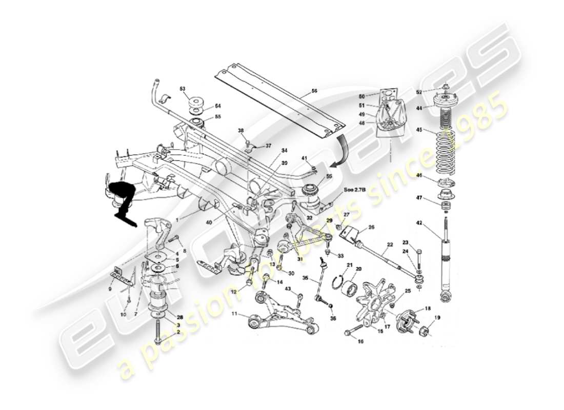 aston martin vanquish (2004) rear suspension part diagram