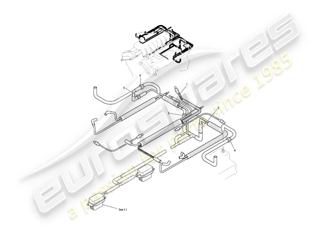 aston martin vanquish (2004) vacuum system, engine part diagram