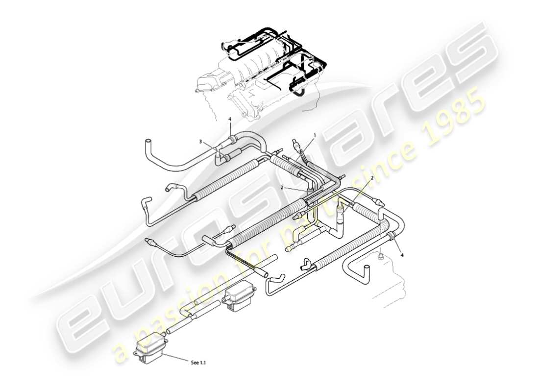aston martin vanquish (2003) vacuum system, engine parts diagram