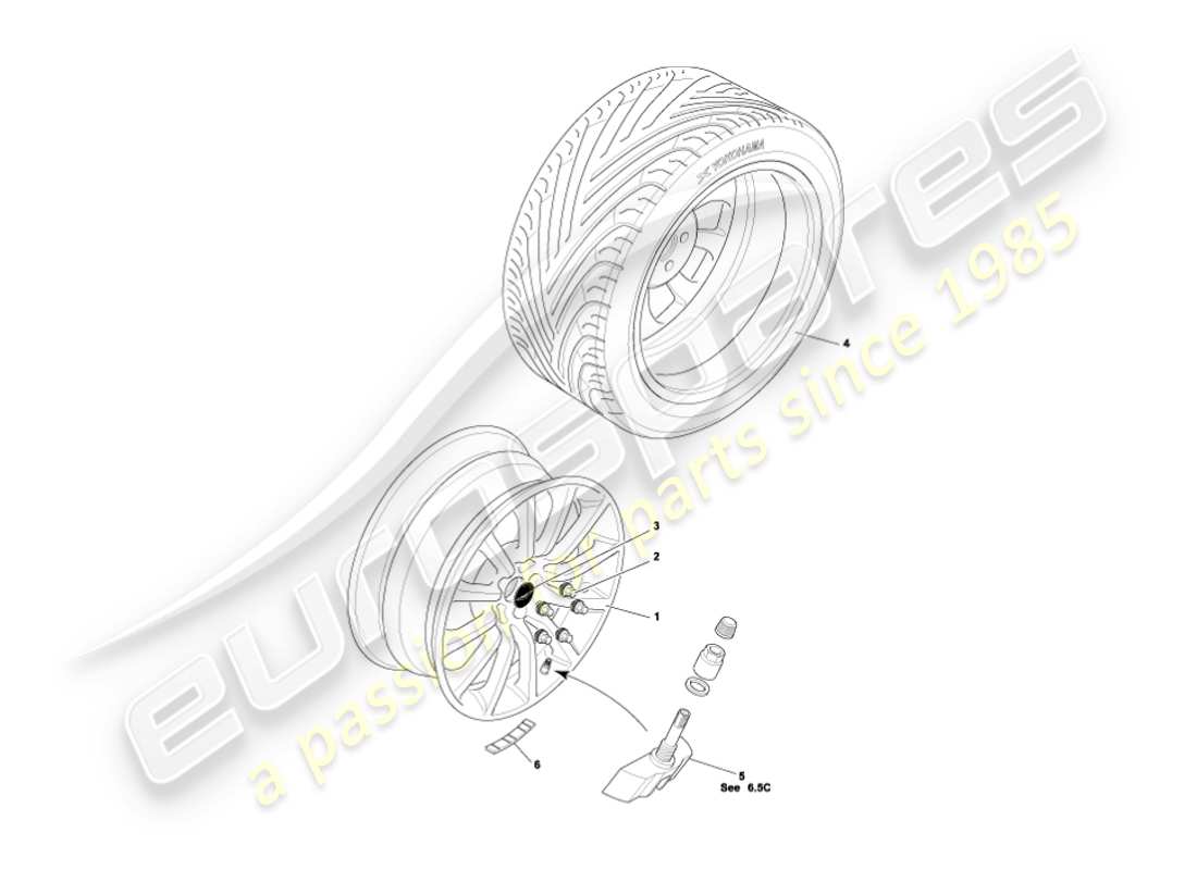 aston martin vanquish (2004) wheels & tyres part diagram