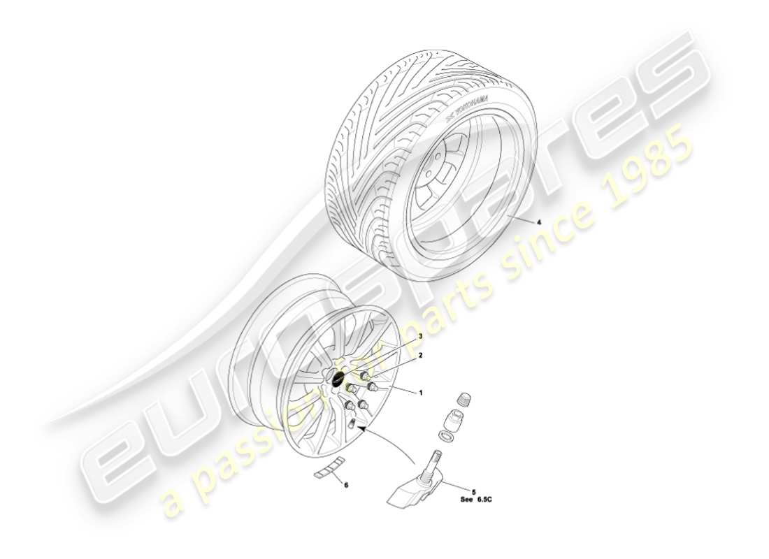 aston martin vanquish (2006) wheels & tyres part diagram